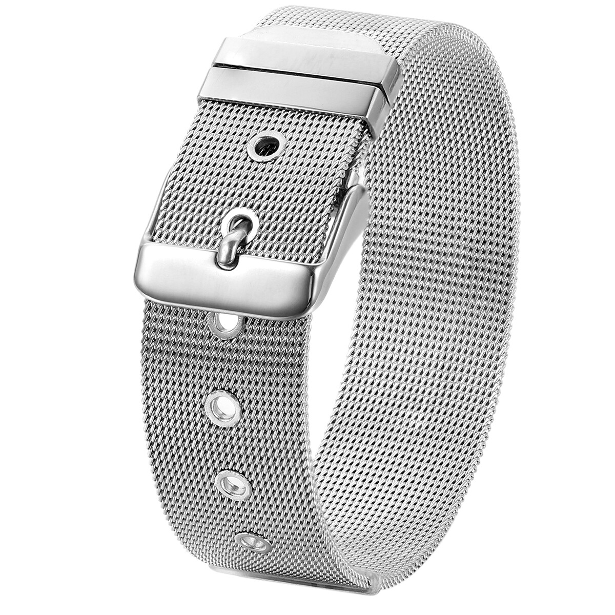Men’s Simple Unique Wide Mesh Stainless Steel Buckle Belt Bangle Cuff Bracelet