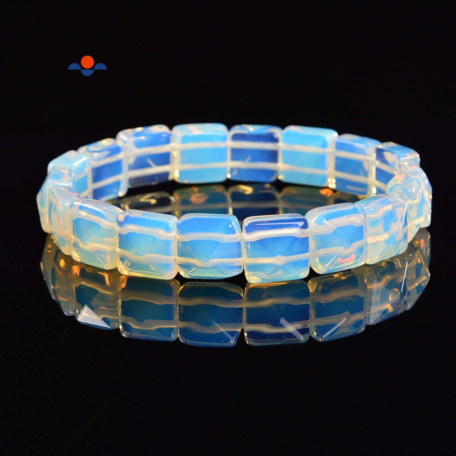 Opalite Pyramid Double Drill Bracelet Size Approx 10mm Length 7.5″ (10mm)