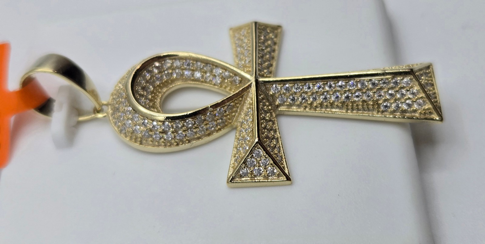 Solid 925 Sterling Silver MOISSANITE 2.0ctw PENDANT Ankh Cross, 14k Gold Vermeil