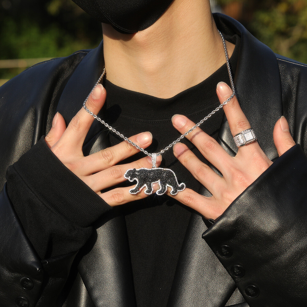 Hip Hop Jewelry Black Panther Pendant Necklace Gold Filled Rap Accessories Gifts