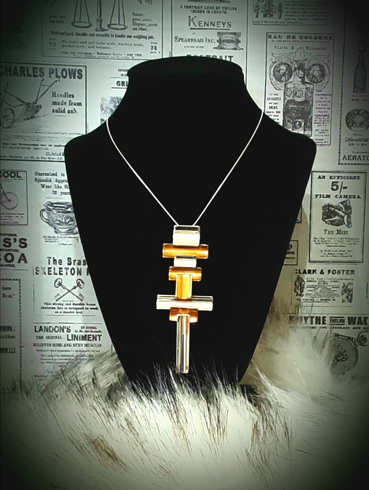 RLM Studio Sterling Silver🥈, Brass,🥉 4″L Pendant on 925 8″L 🔗 Chain Ap2