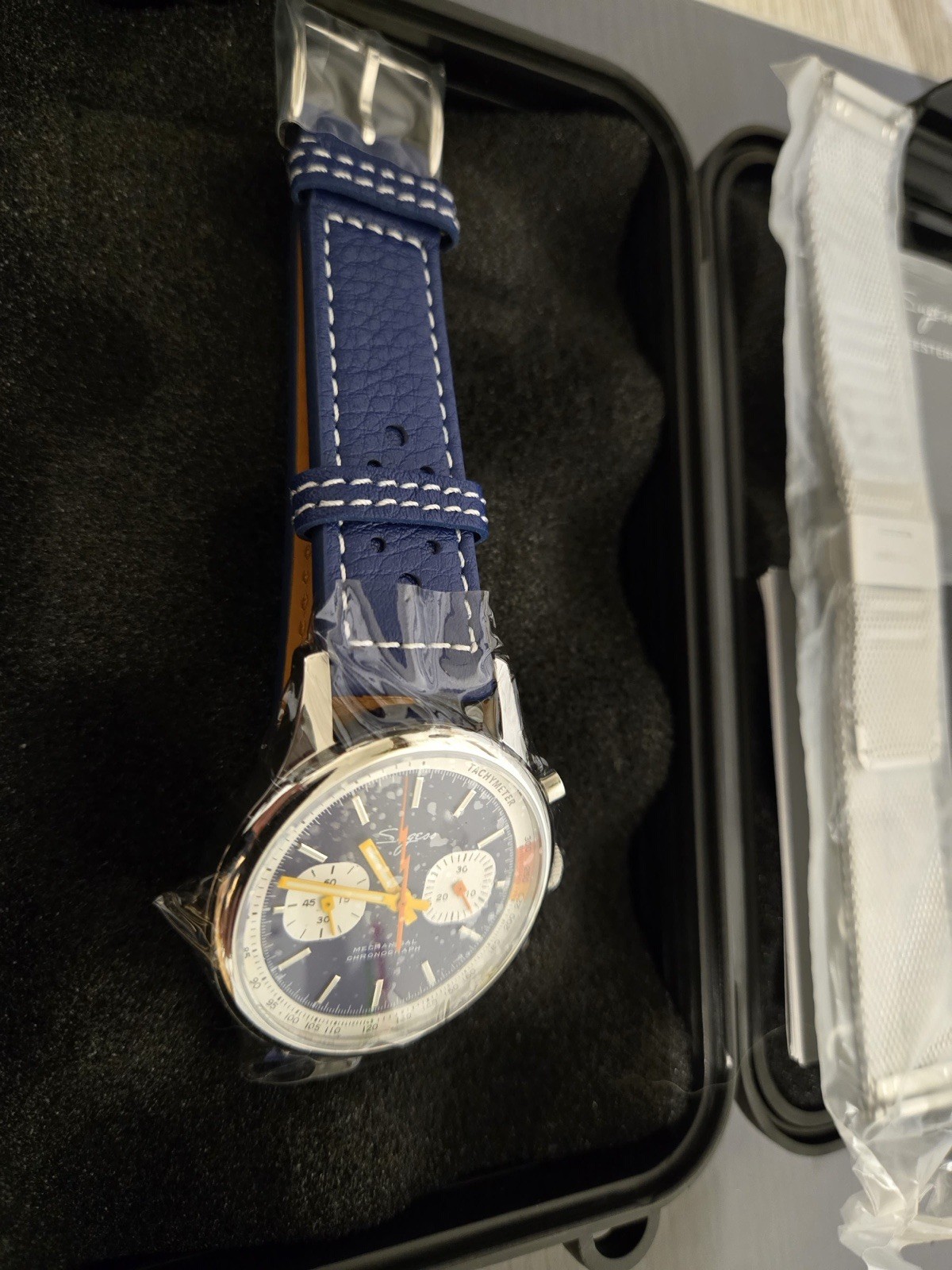 Sugess Chrono Heritage Blue Panda S387.03.J 40mm Mechanical Chronograph Watch