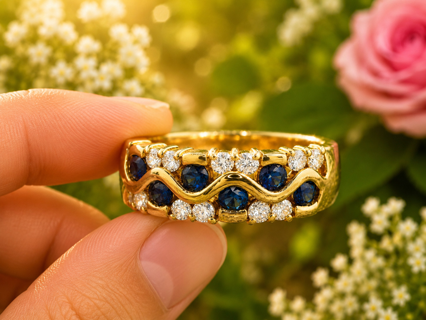 1.80Ct Round Lab Created Blue Sapphire Wedding Band Ring 14K Yellow Gold Plated