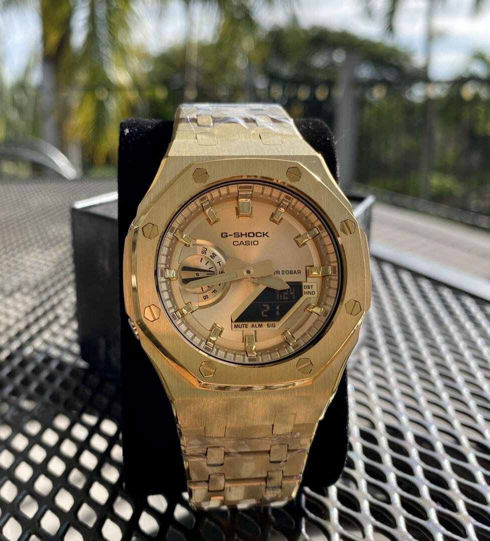New Casio G-Shock Gold Color GA2100 All Yellow Gold custom MOD
