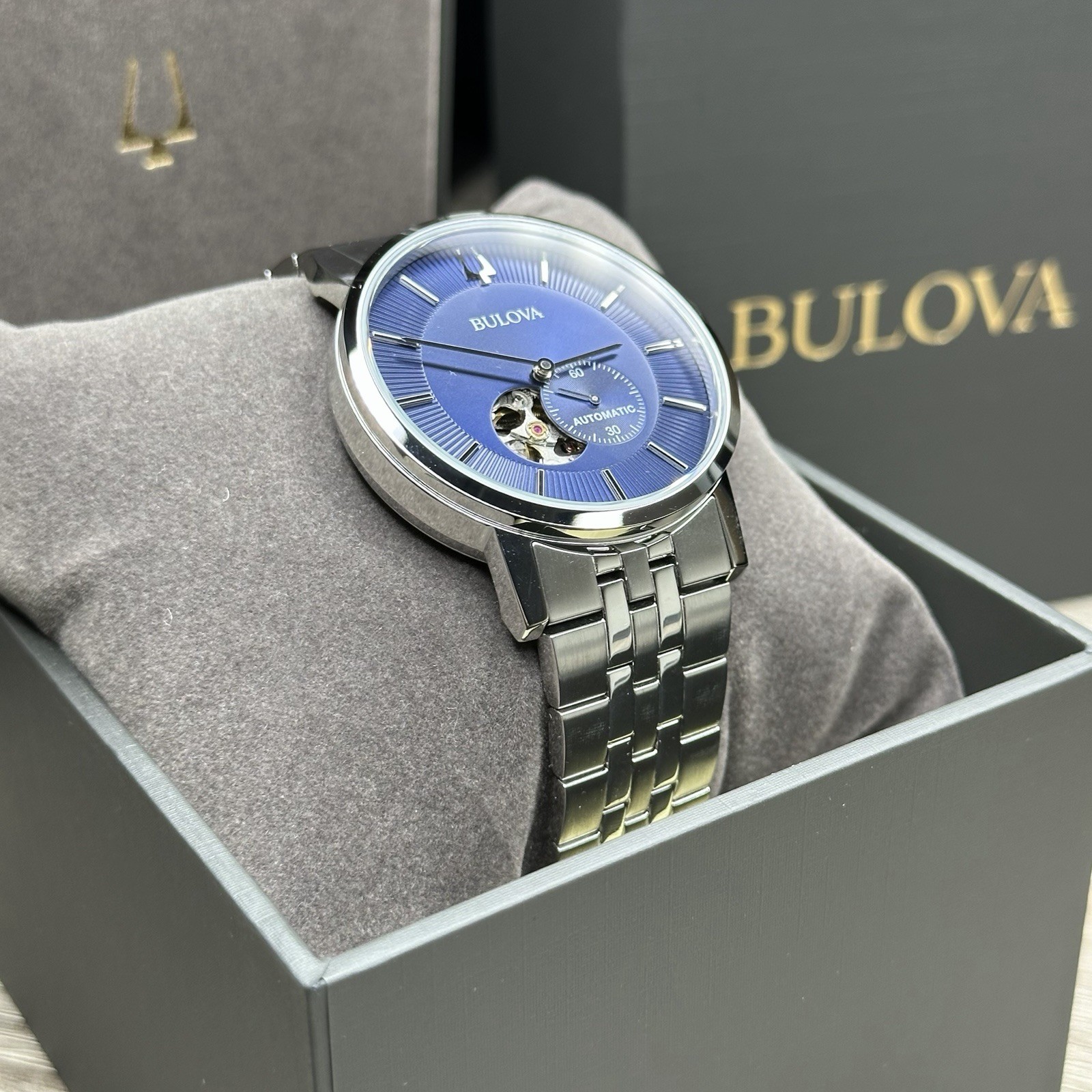 NEW✅AUTOMATIC✅ Bulova American Clipper Blue Dial Steel Men’s Watch 96A247 $450