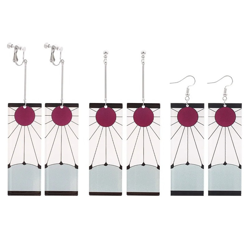 2pcs Anime Demon Slayer Inspired Acrylic Drop Earrings – Stylish Otaku Jewelry