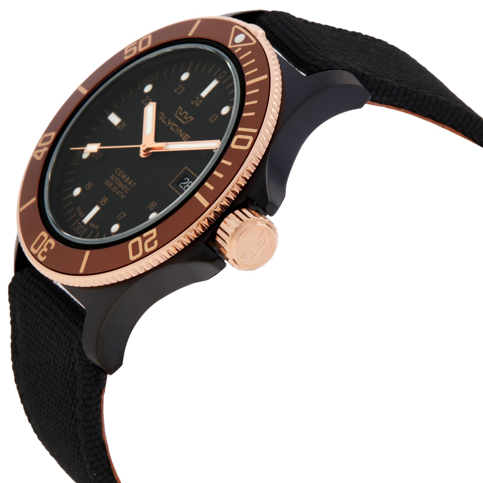 Glycine Combat Sub Automatic Black Dial Men’s Nylon Watch GL0093