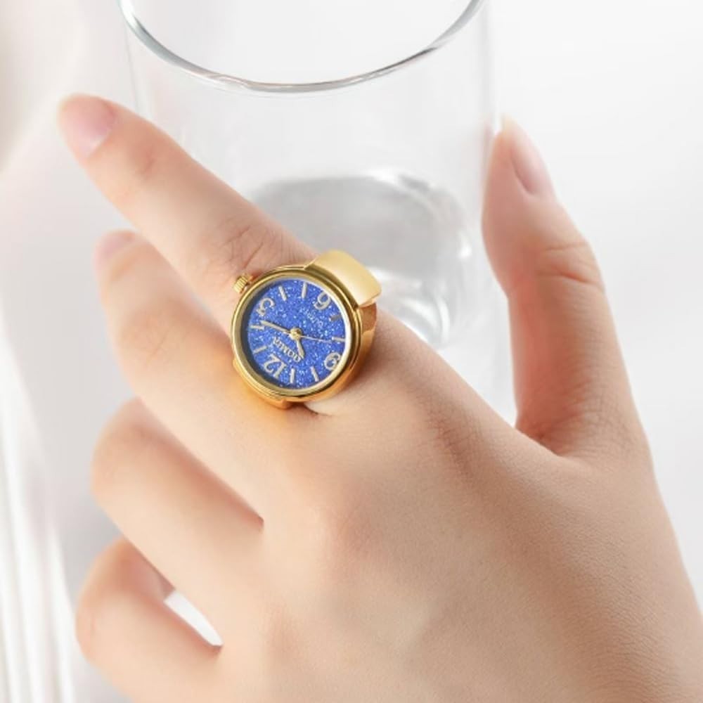 Dazzling 6Pcs Round Dial Finger Watches – Stylish Gift for Every Occasion