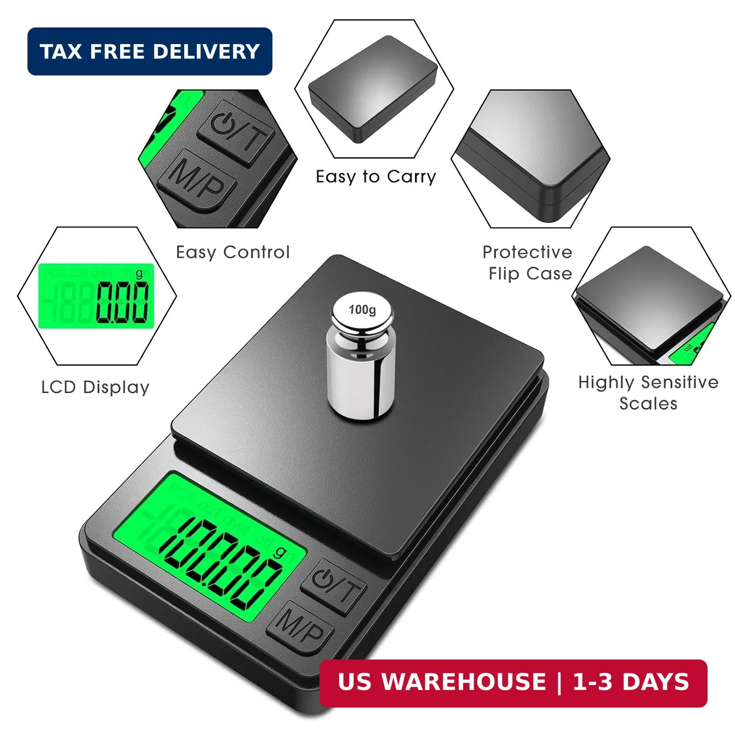 1000g x 0.01g Digital Pocket Scale LCD Jewelry Gold Coin Gram Weight Scale