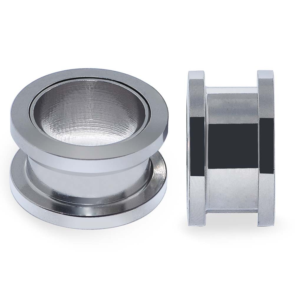 Pair Stainless Steel Screwed Fit Ear Tunnels Plugs Gauges Expander 12g-3/4″