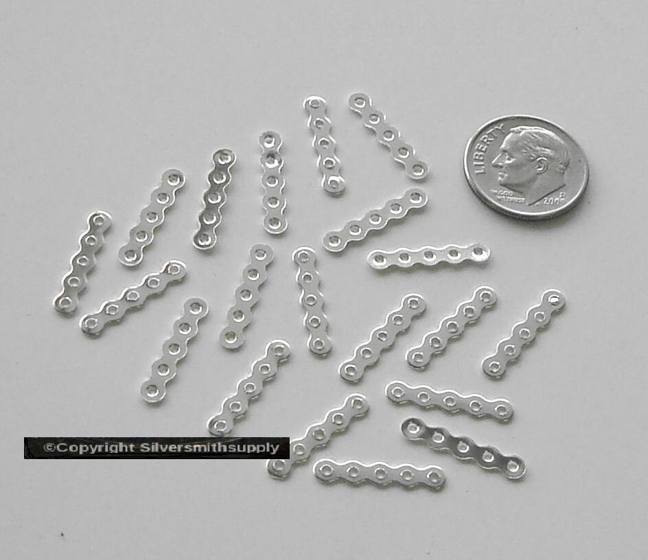 Bracelet spacer bars 5 strand necklaces SILVER plt 20pcs Use 4mm beads FPS172