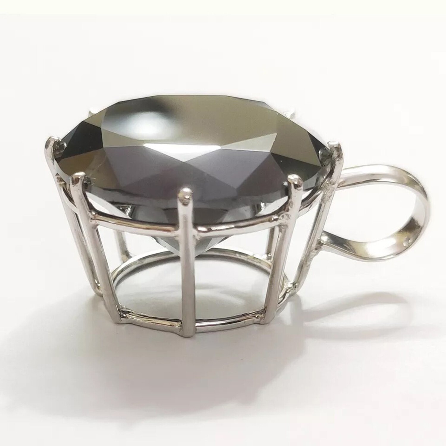 Lustrous 124 Ct Black Round Cut Lab Grown Statement Necklace in 925 Silver