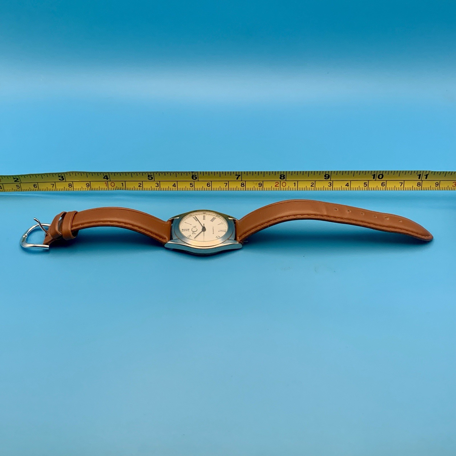 PCA Women’s Swiss Parts Quartz Wristwatch Faux Leather Strap Working New Battery