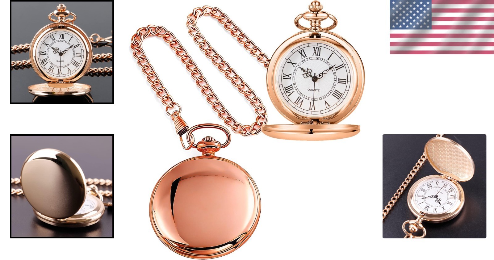 Vintage Style Pocket Watch with 37cm Chain – Ideal for Christmas & Fathers Day