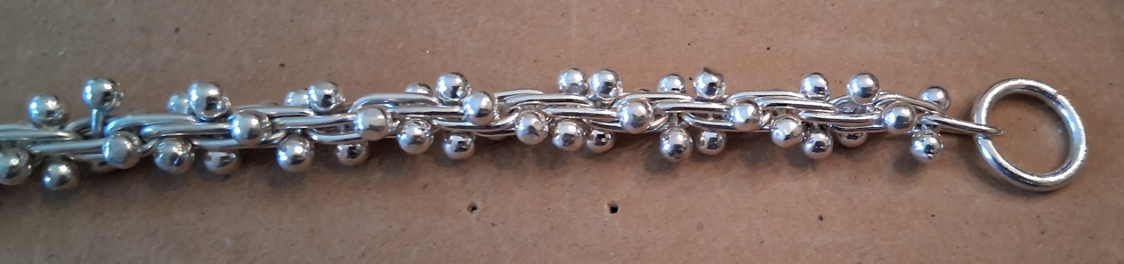 Heavy Sterling Silver DNA Graduated Bead Ball Link Toggle Bracelet-54.6 GRAMS