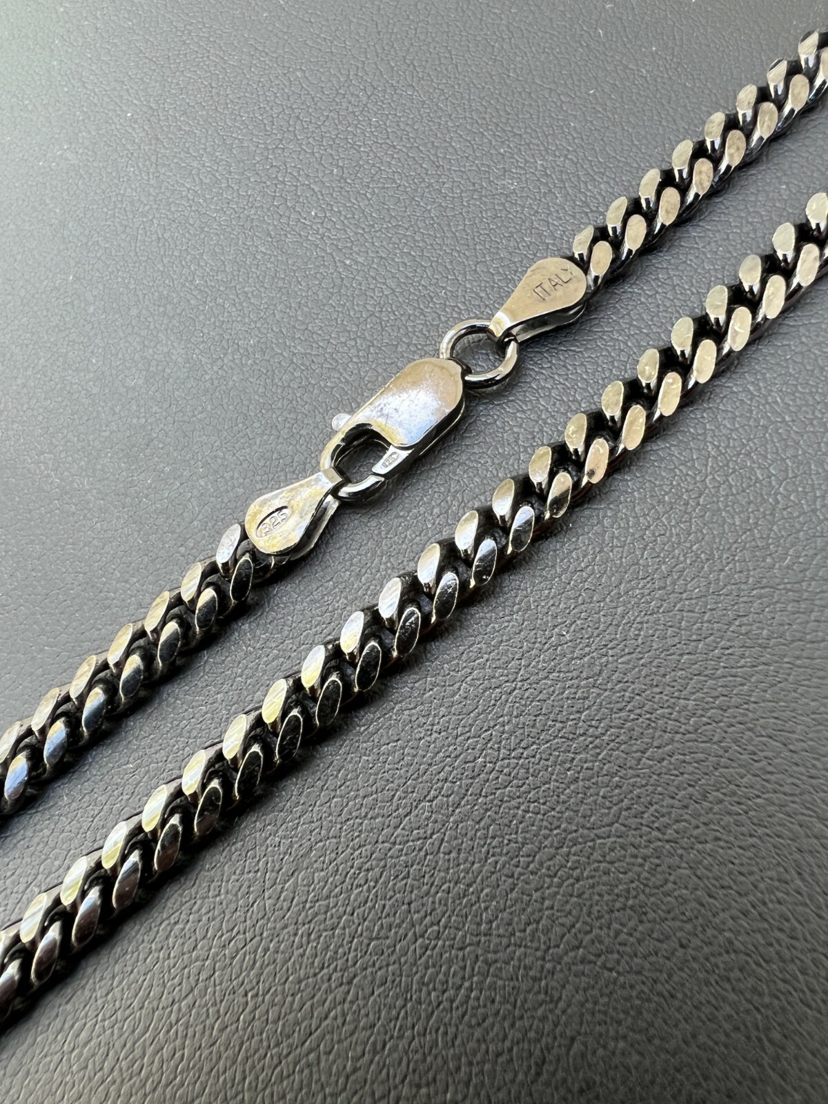 5mm Miami Cuban Link Necklace Black Oxidized Rhodium Real 925 Sterling Silver