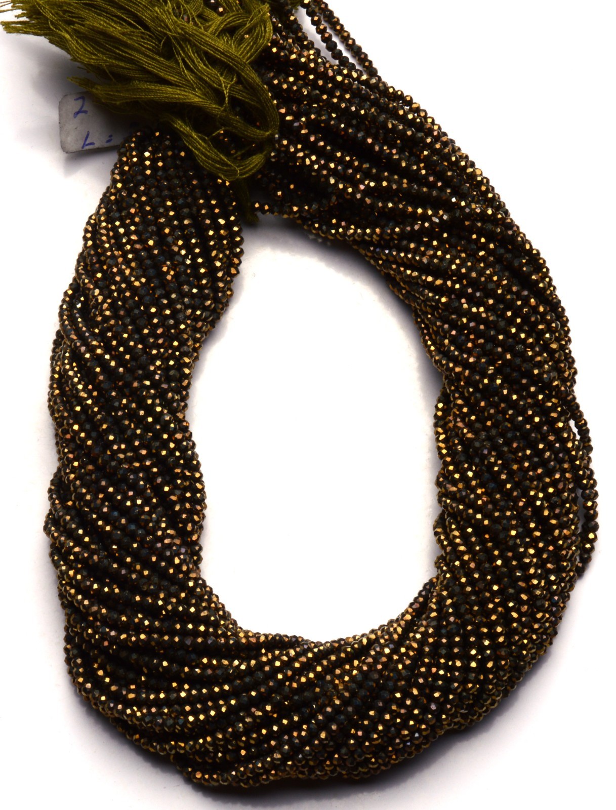 Natural Gemstone Golden Pyrite Micro Faceted 2.5MM Round Beads 13″ Strand