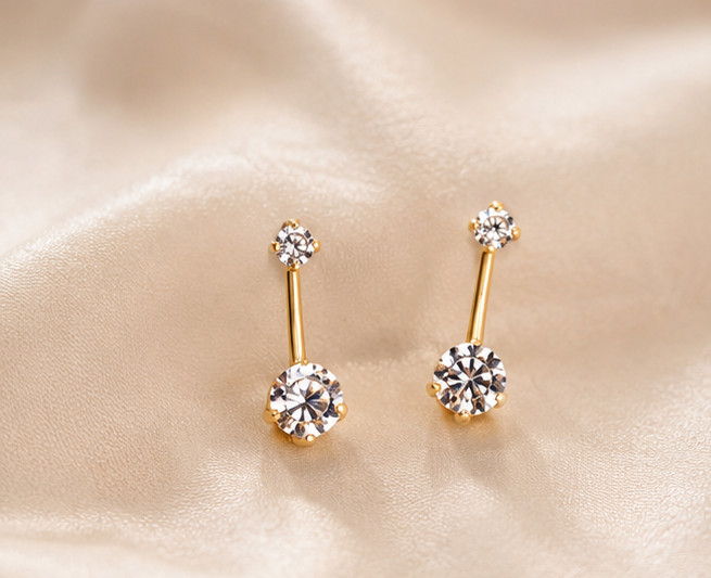 1.00Ct Round Cut Moissanite Women’s Huggie Hoop Earrings 14K Yellow Gold Plated