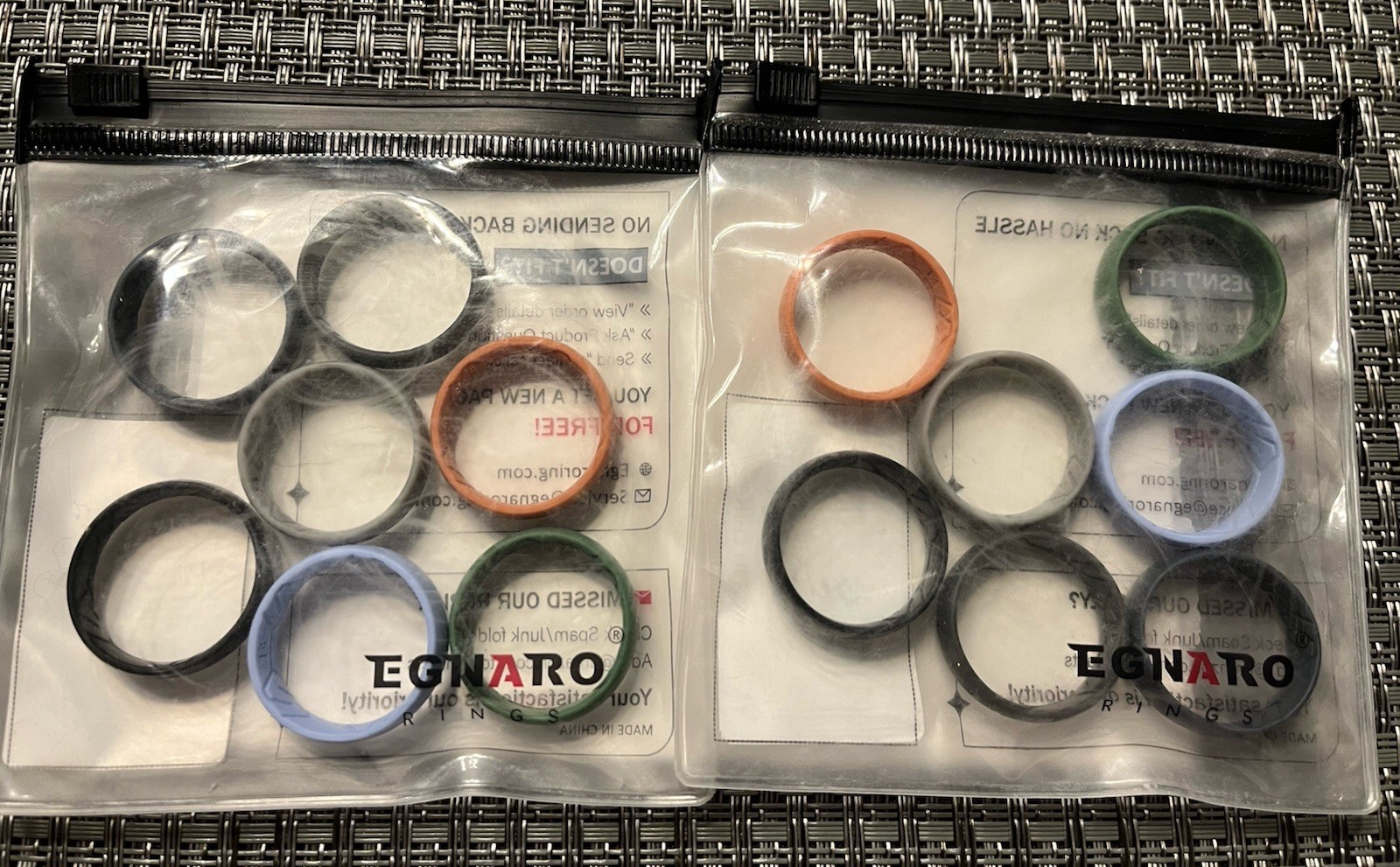 Matching Set – 2 Packs of 7 Egnaro Silicone Wedding Rings Size 14 Mens New-Open