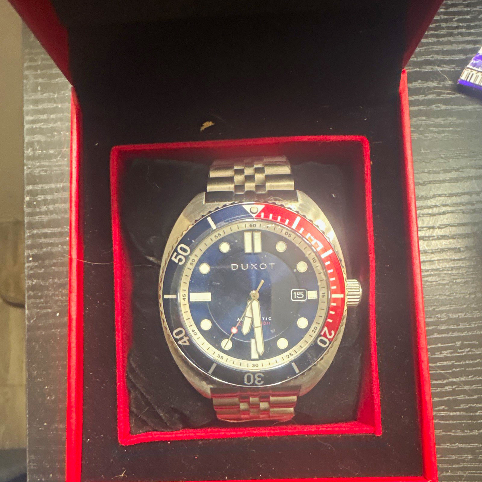 Duxot Men’s Automatic Diver Watch Blue Dial Date w/ Box Manual