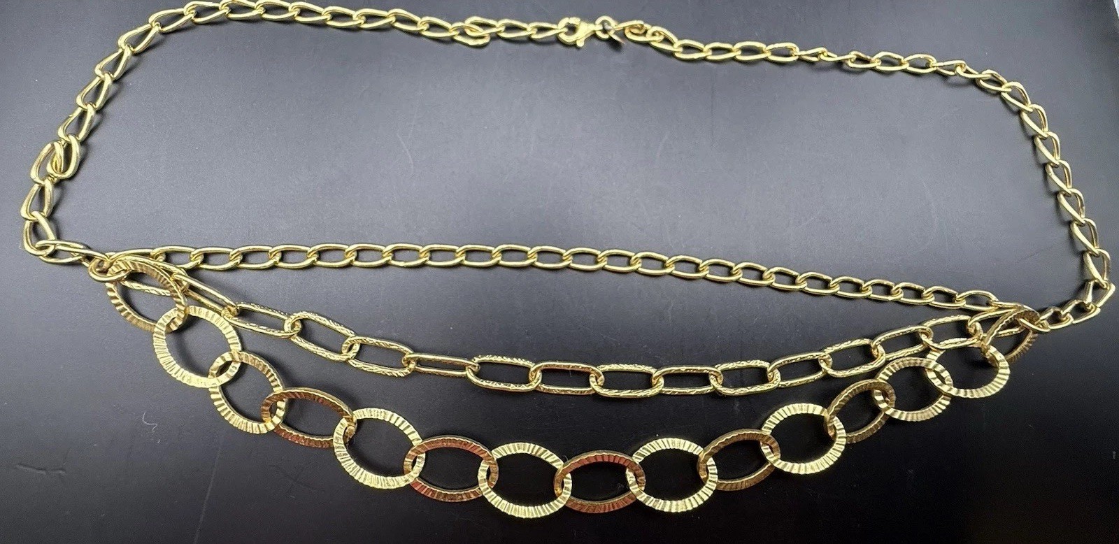 14k Solid Yellow Gold Italian Multi Link Statement Chain Necklace 18.5in, 5.1g