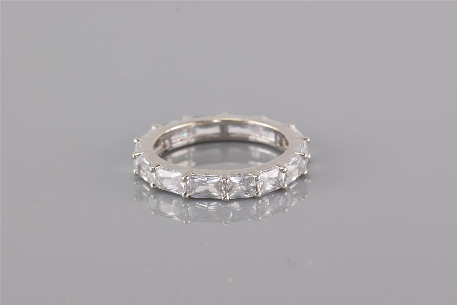 Fuzion Creation Sterling Silver Baguette Cubic Zirconia Band Ring FZN 925 Sz: 8