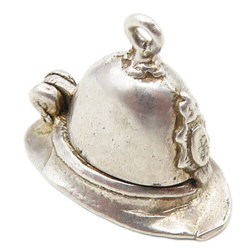 925 Sterling Silver Vintage Petite Police Hat Motif Pendant (OPENS) PT7023