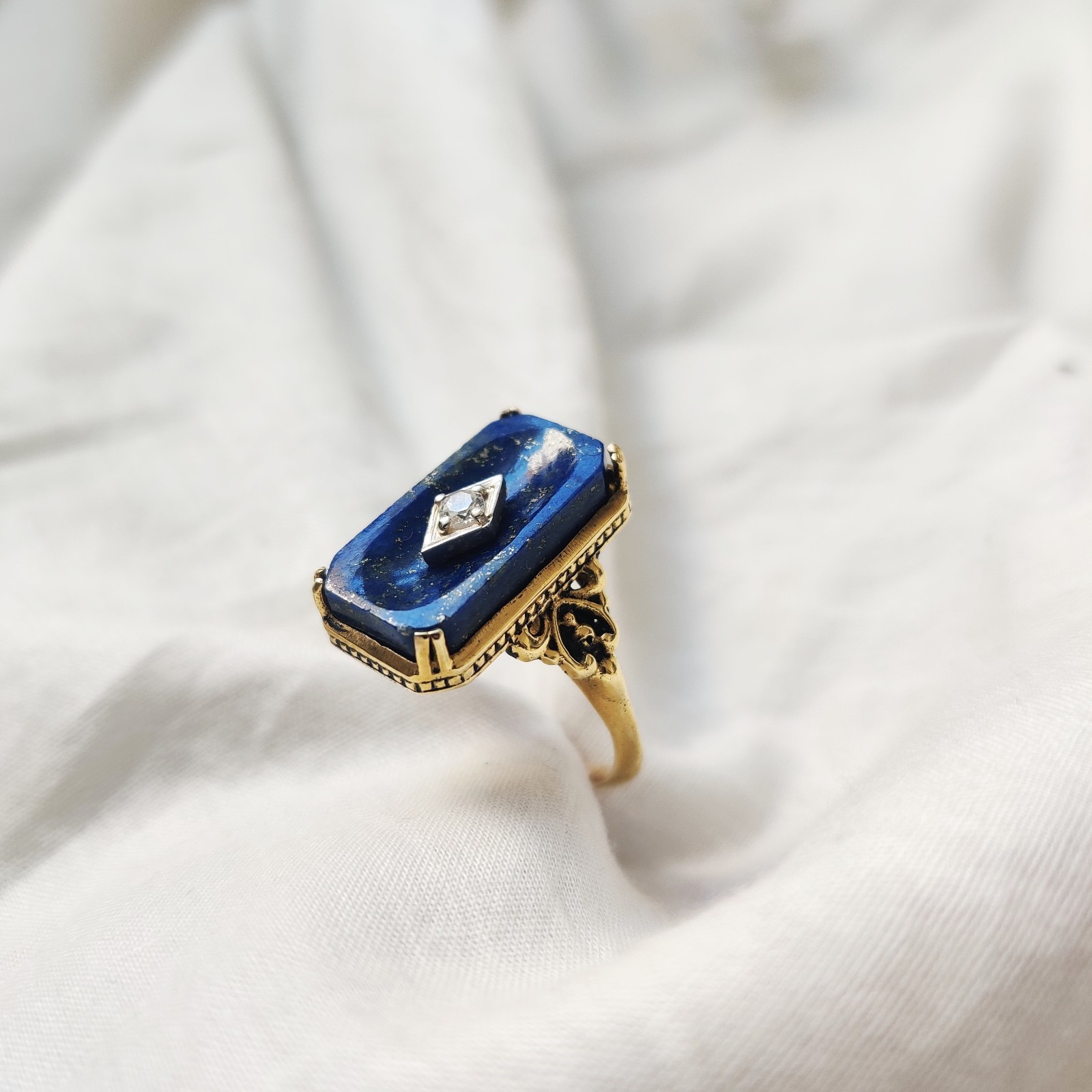 Lapis Lazuli Antique 925 silver vintage Victorian art deco handmade ring gift