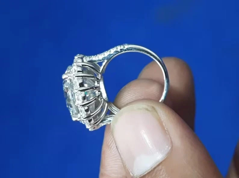 RARE 10.00 Ct Certified White Diamond Round Cut Solitaire Ring In 925 Silver
