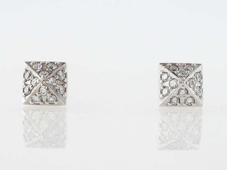 0.24ct Lab-Created Moissanite Pyramid Solitaire Stud Earrings White Gold Plated
