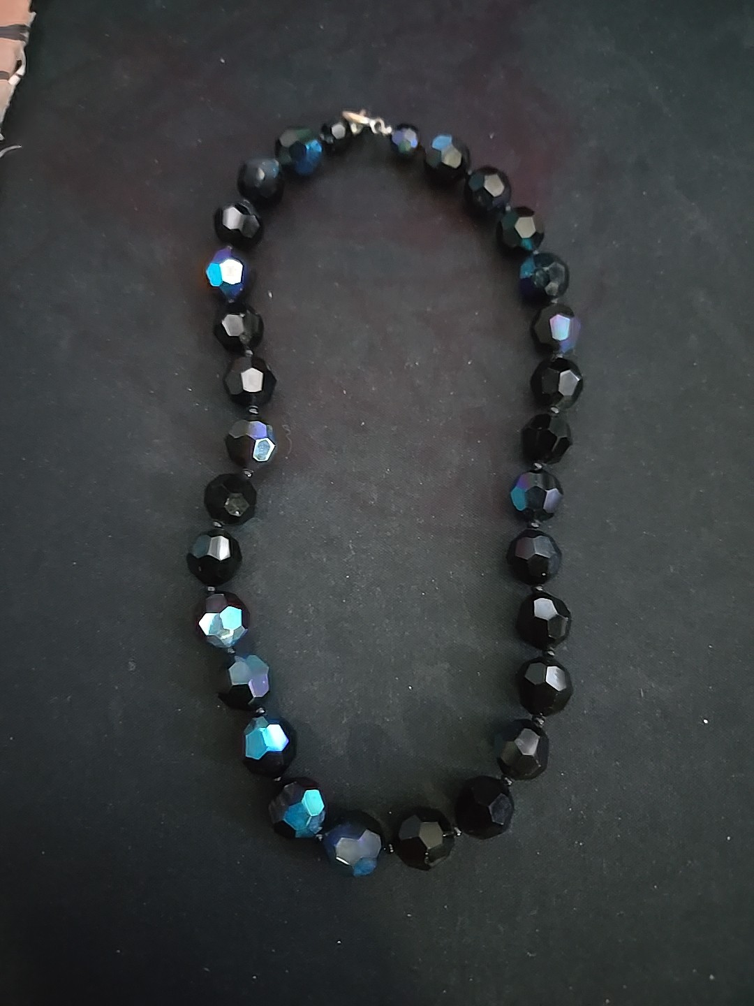Gorgeous Black And Blue Chromatic Polyhedron Choker Necklace