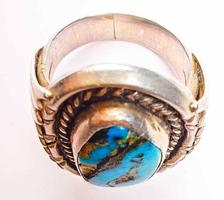 Navajo Sterling Silver Turquoise Ring Size 10.5 • LARGE 19×10.6mm Stone • 17.18g