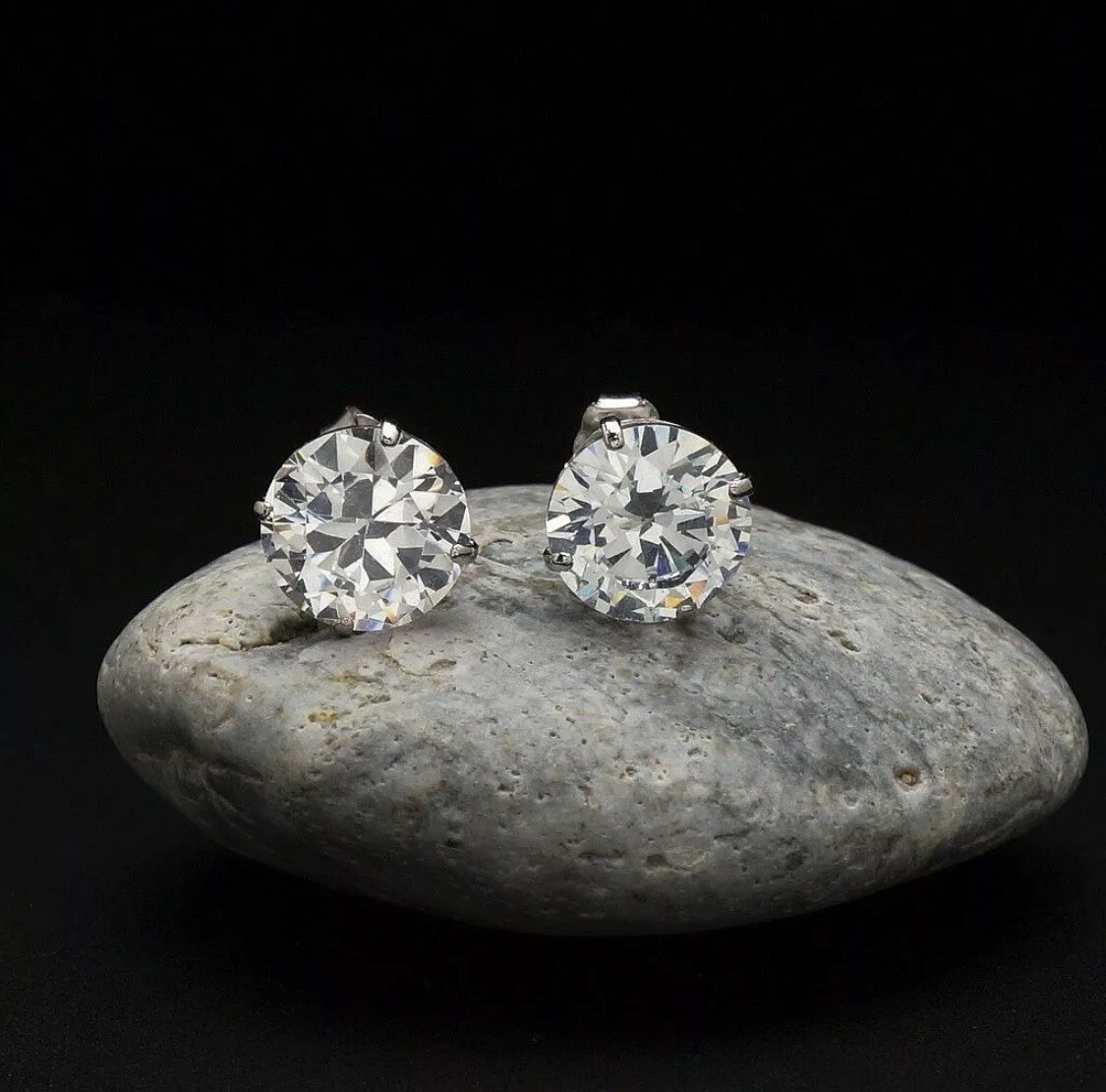 5.00 Ct Round Cut VVS1/D Lab Created Stud Earrings 14k White Gold 8mm Push Back