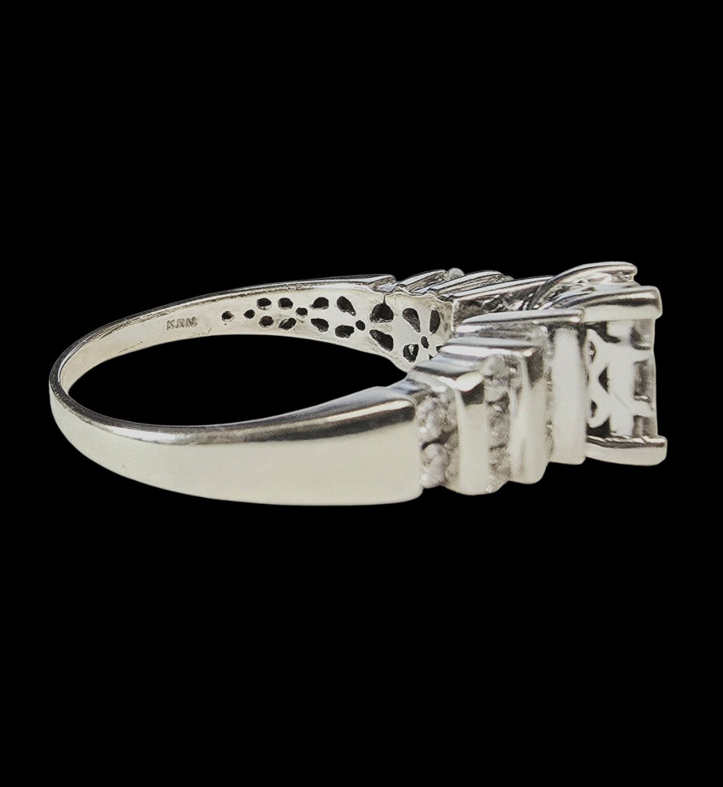 14K White Gold 1.00 Ct Princess Cut/Round Diamond Engagement Size 9 Ring