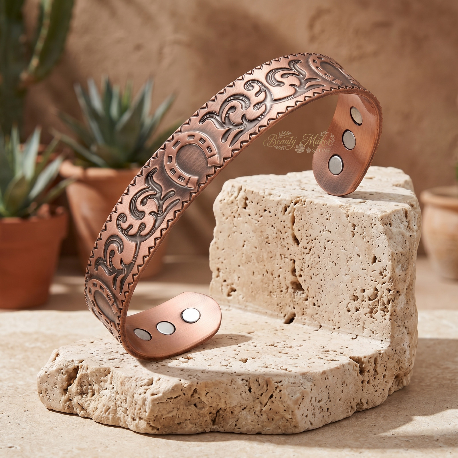 Lucky Horseshoe Magnetic Bracelet Antique Copper Alloy Adjustable Jewelry Gift