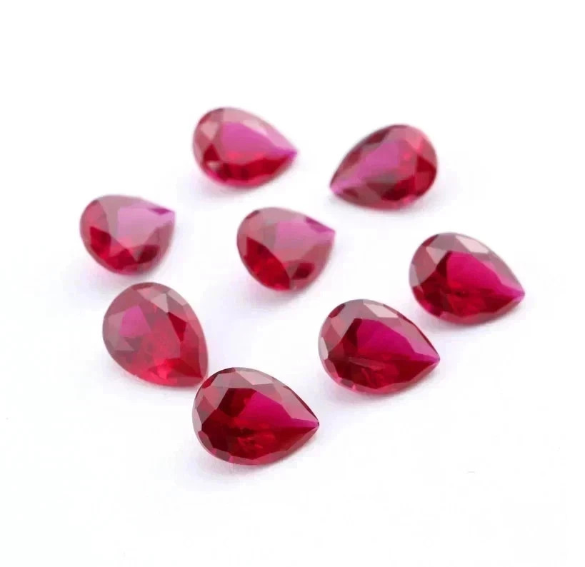 Natural 105 Ct+ Burmese Red Ruby LOT Loose Pear Cut Certified Gemstone 8-10 PCS