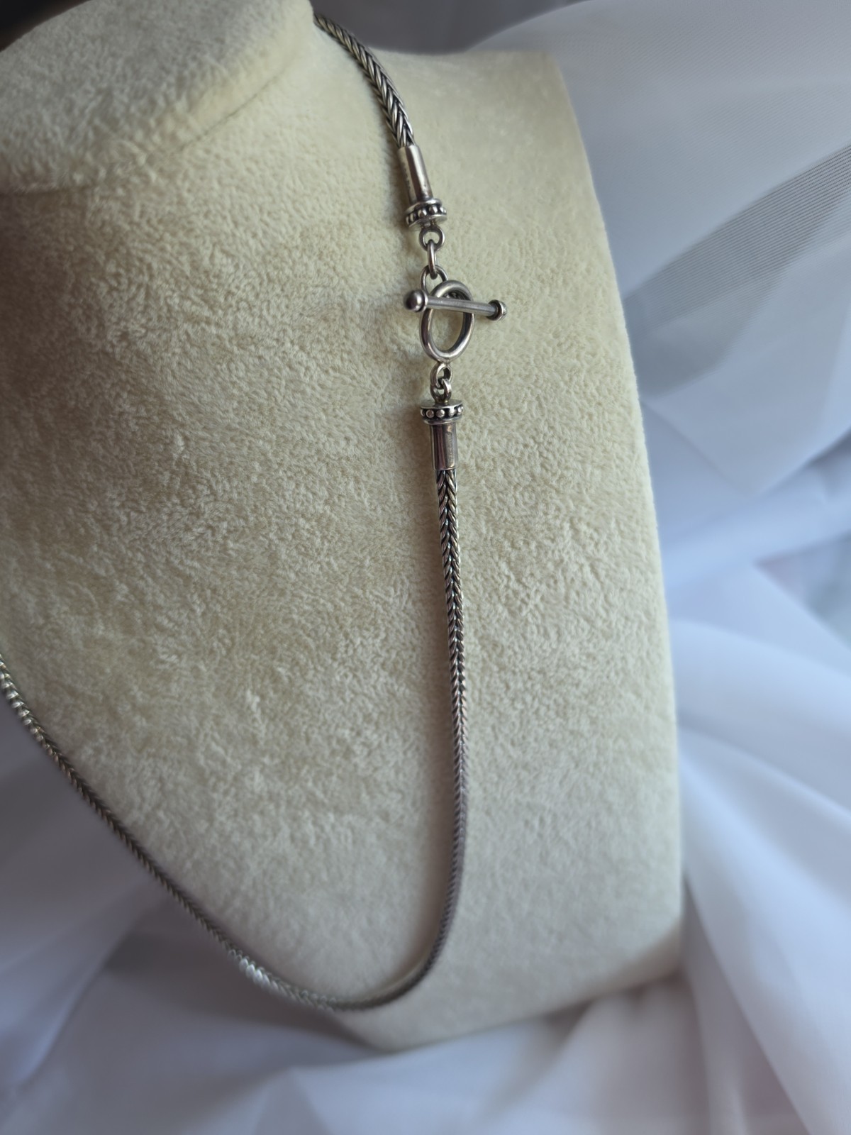 BA Suarti Sterling Silver 4mm Foxtail Spiga Wheat Toggle Necklace 20″ ~ 30g