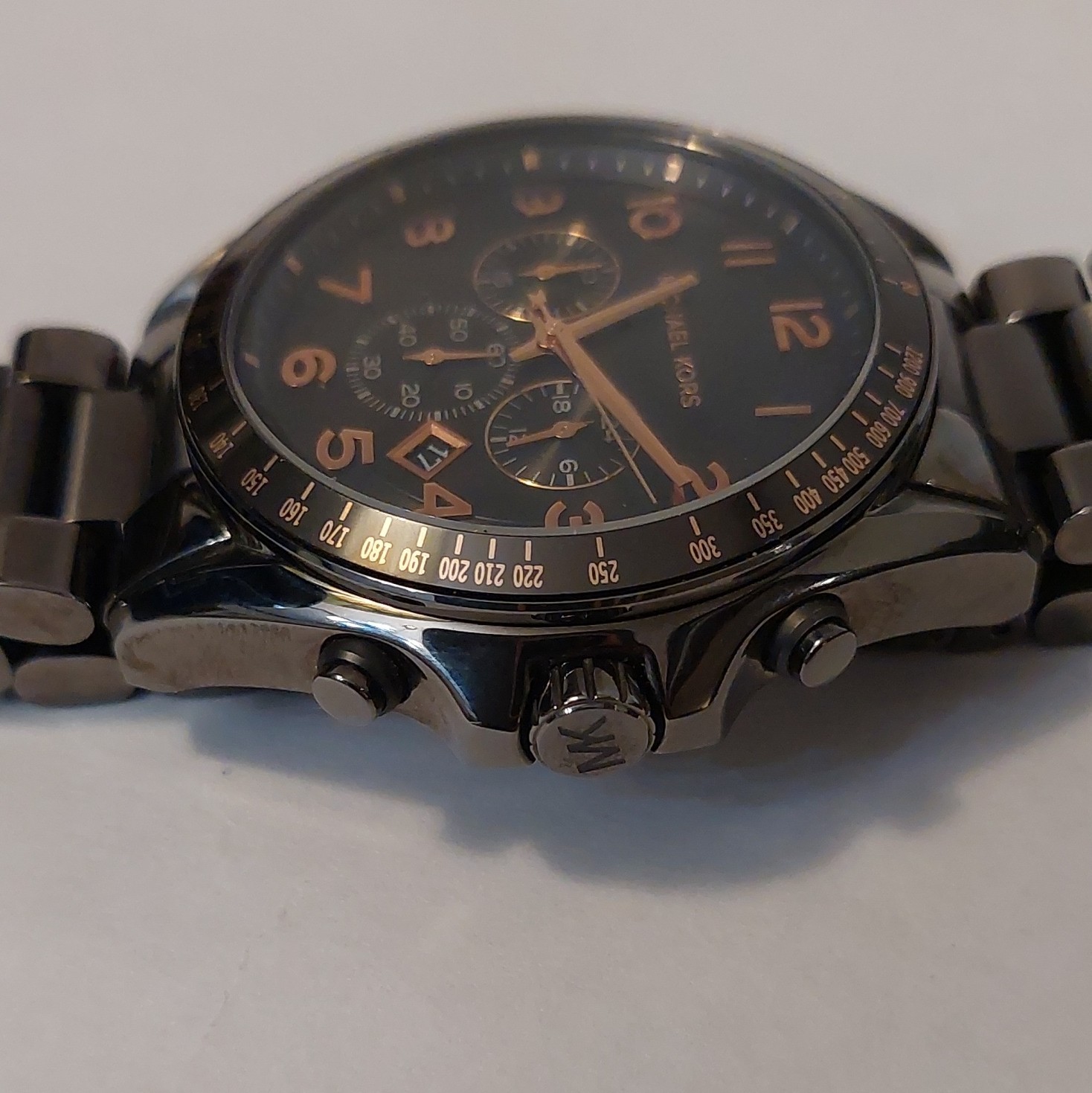 Michael Kors Gunmetal+Rose Gold Stainless Steel Watch MK-8255 – Perfect Working