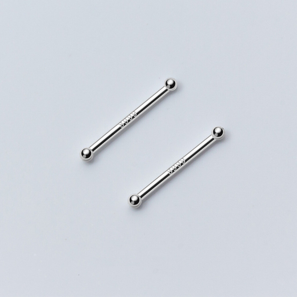 Genuine 999 Pure Silver 1.5mm Tiny Solid Ball Bead Stud Earrings Ear Piercing