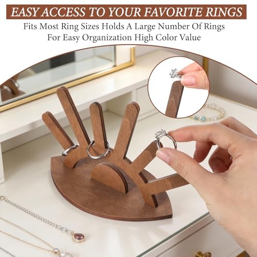 Thinp Ring Display Stand, Wooden Ring Holder Creative Jewelry Stand for Rings