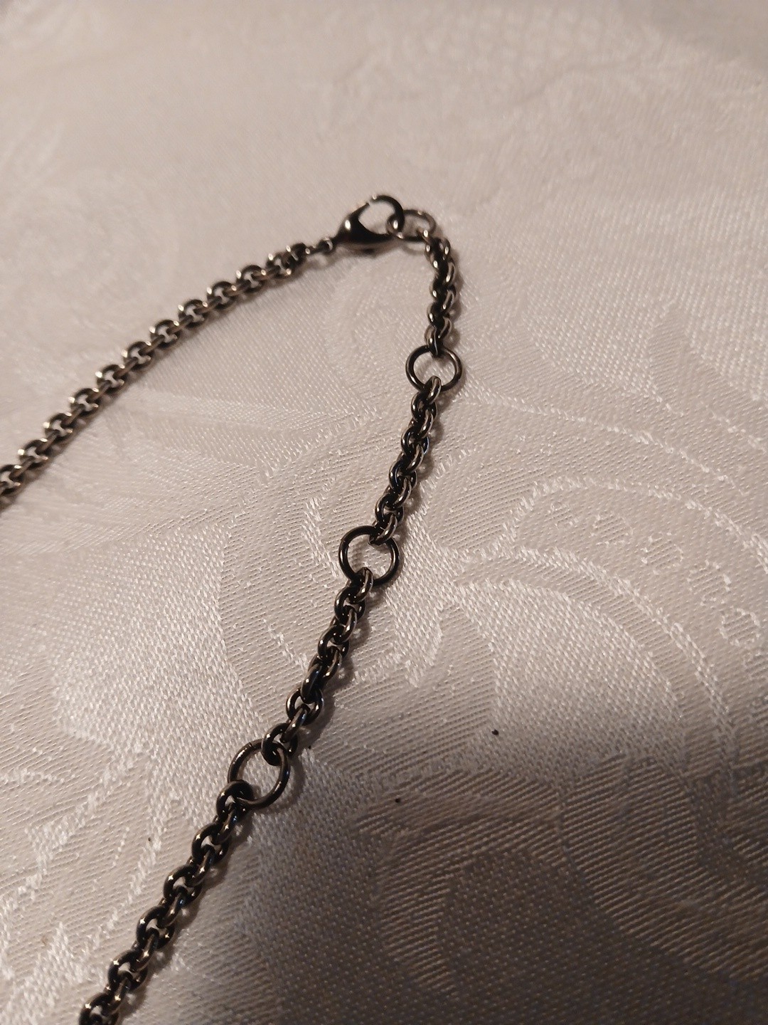 Vintage Stainless Steel Cable Chain Necklace, Lobster Claw Clasp, 9″L