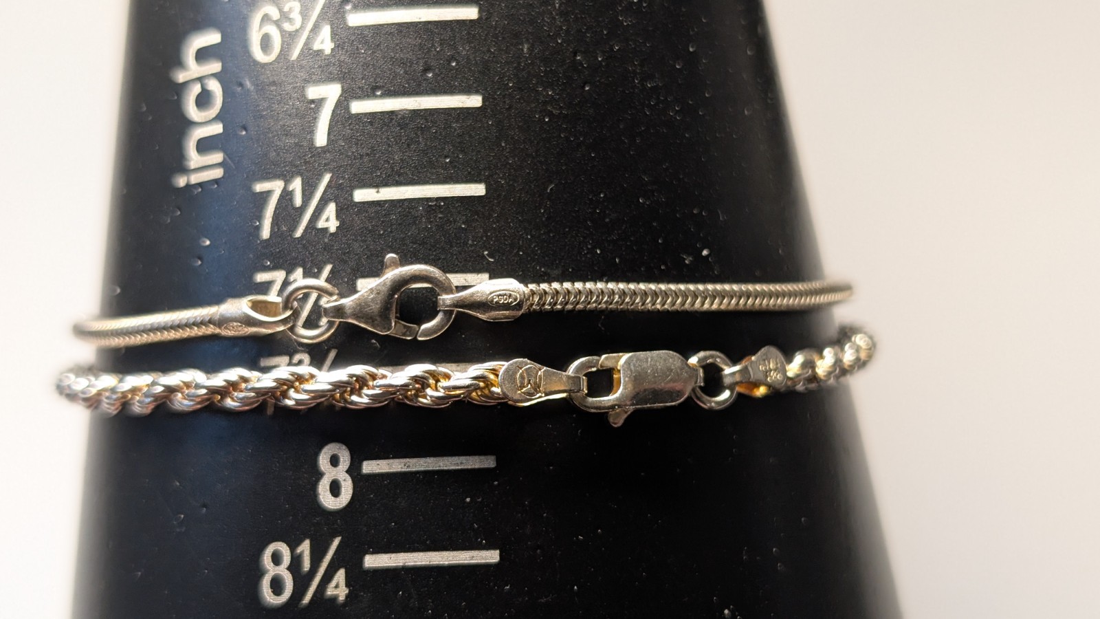 2 LOT STERLING SILVER BRACELETS 8 3/16″ & 7 14/16″ ABOUT 9.0 GRAMS