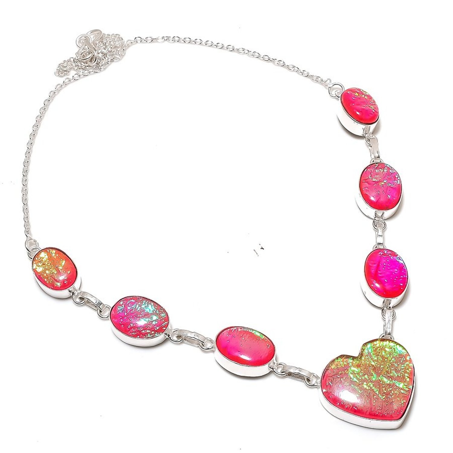 Pink Australian Triplet Opal Gemstone Necklace Handmade Gift Jewelry 18″ SN 3117