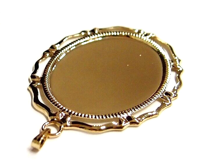 8 Shiny Gold 25x18mm Victorian Art Deco Big Loop Pendant Settings 42x26mm