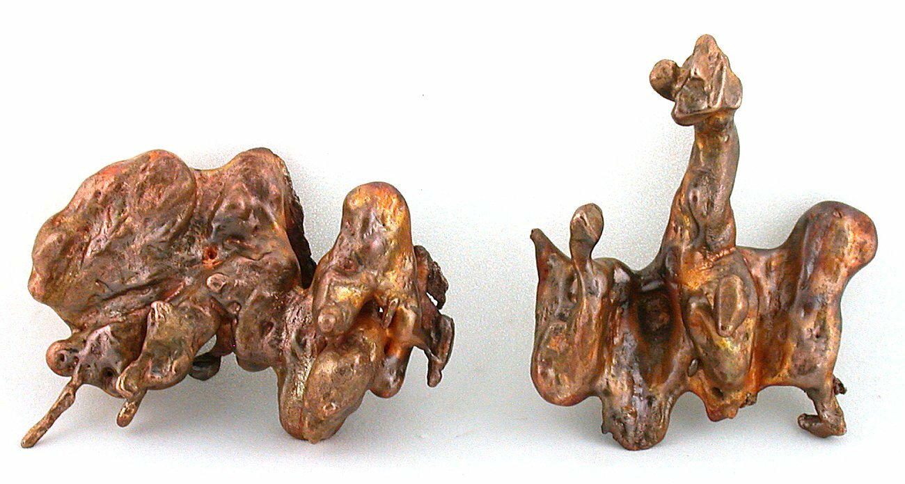TWO 2 1/10 x 2 1/10 AND 2 x 1 7/10 INCH CASTED ARIZONA COPPER NUGGET CN7