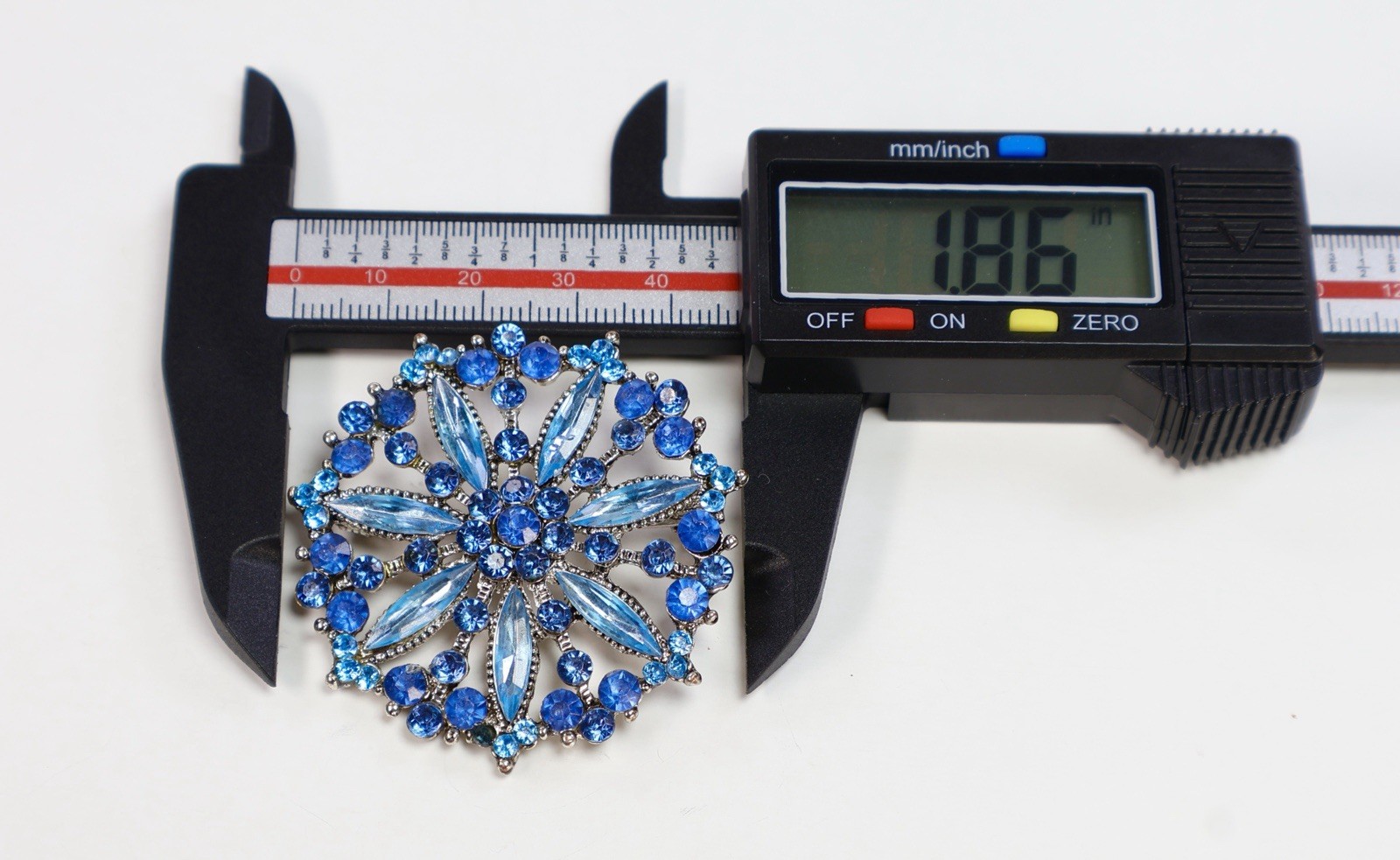 Vintage Brooches Rhinestones Faux Pearl Blue Amber AB Lot of 3