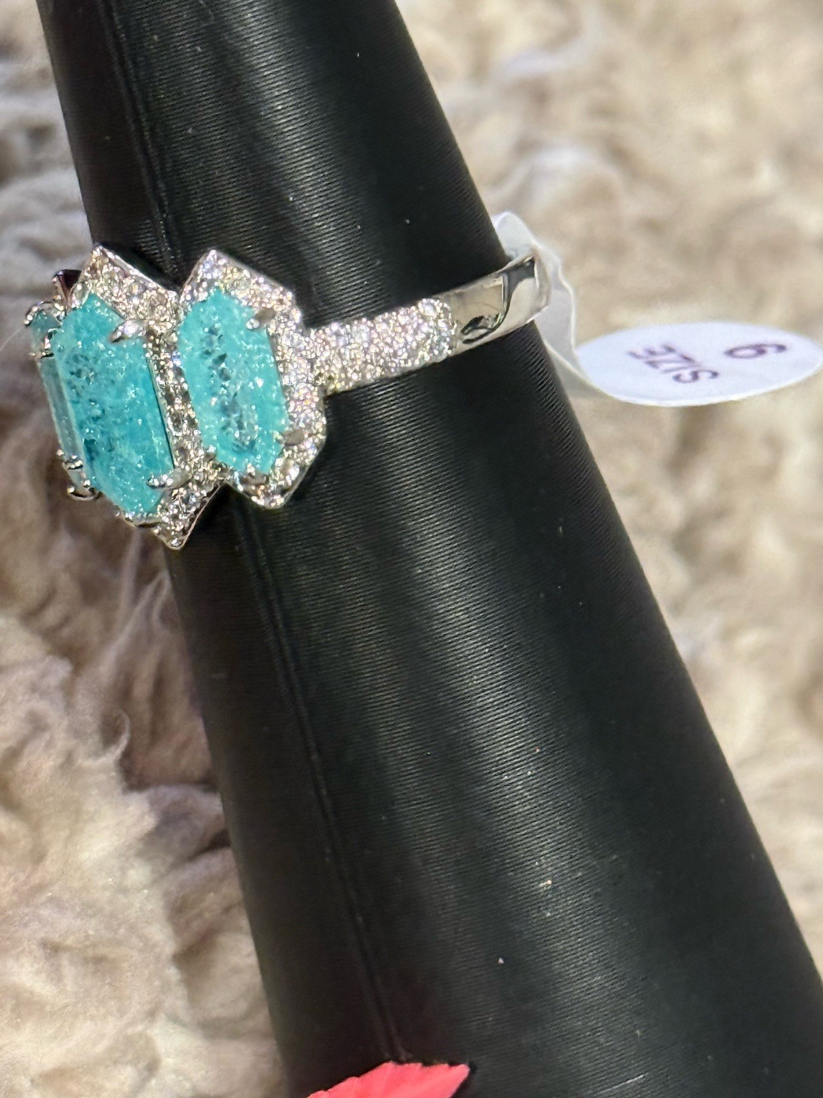 Bomb Party OG Ring-Delicately Decadent-Size 9 Ice Crystal-Rhodium-RG34723