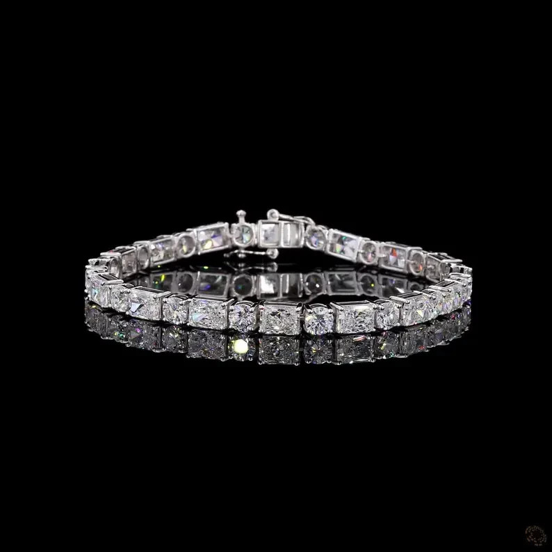 15.00 Ctw Mix Cut Lab Created Diamond Tennis Bracelet 14K White Gold Plated