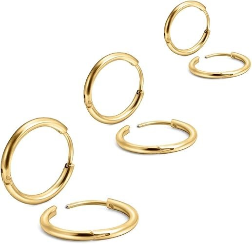 3 Pairs 20G Stainless Steel Hinged Hoop Earrings for Nose Cartilage Helix Tragus