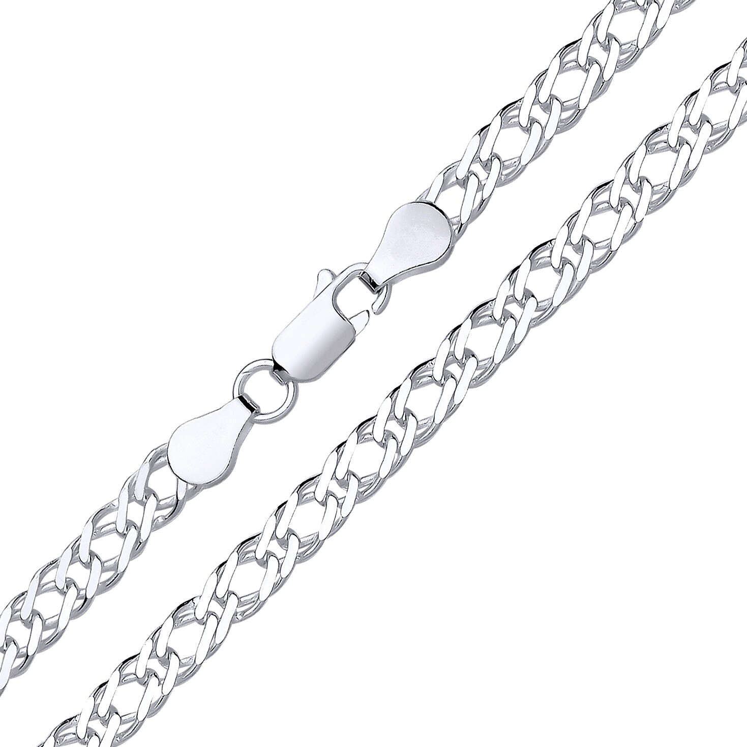 925 Sterling Silver 4.5mm Double Curb Rombo Chain Necklace 16 18 20 22 24 inch